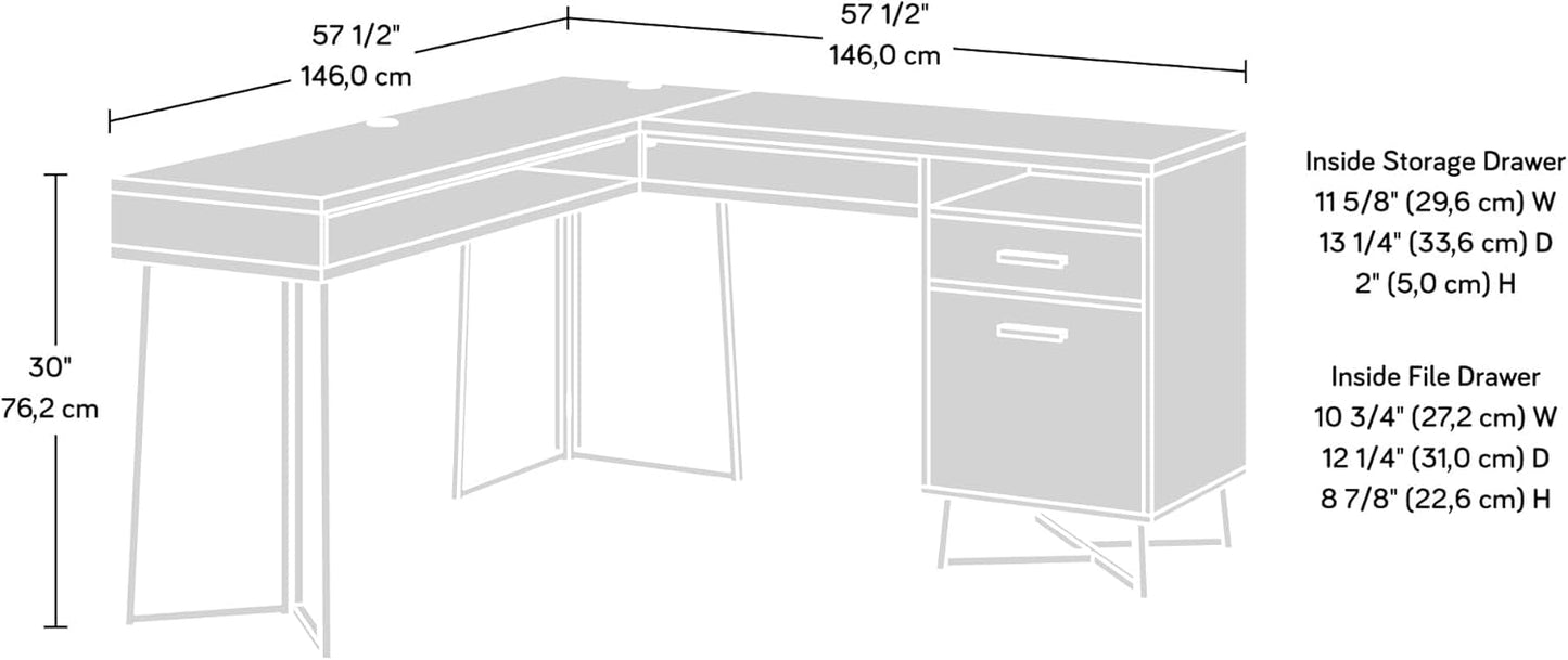 Sauder Canton Lane L Desk, Brew Oak Finish
