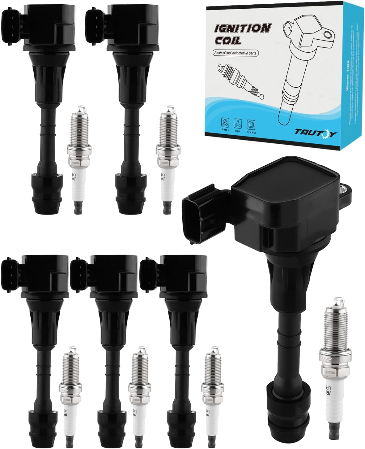 UF401 Ignition Coil with Spark Plug 6 PCS (3.5L ONLY) For 2003-2006 Nissan 350Z,For Infiniti FX35 2003-2008,G35 2003-2007,M35 2006-2008 IGC0007 610-58649