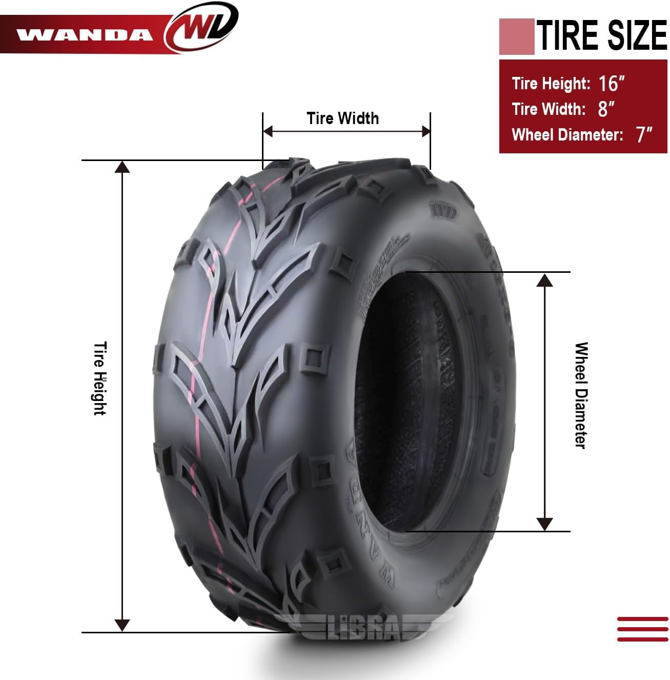 WANDA Set 4 Sport ATV Tires Go-Kart Tires 16x8-7 16x8x7 P361 10189