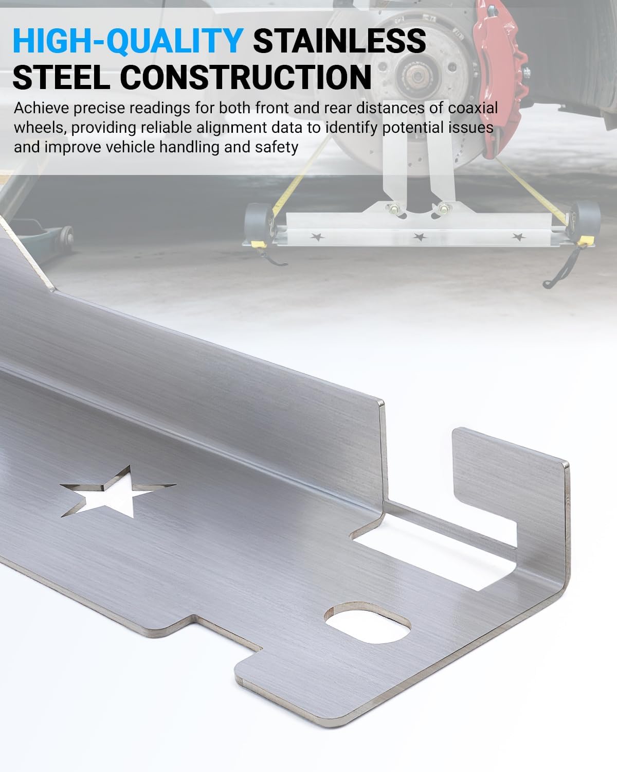 Wheel Alignment Tool with Connection Sheet, Premium Stainless Steel Toe Alignment Tool Plates for Car, Truck, SUV(Include 2 Measuring Tapes)
