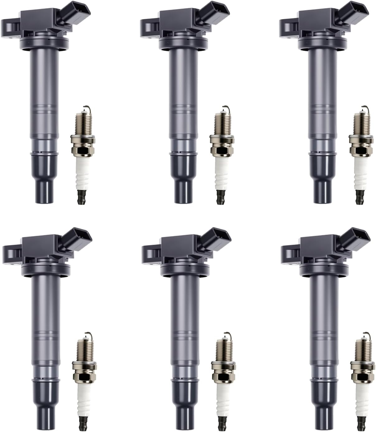 Set of 4 UF333 Ignition Coils and Spark Plugs Set Compatible with Toyota 2002-2008 Camry, 2001-2007 Highlander, 2001-2008 RAV4, SCION 2005-2010 TC Replace UF333 C1330 90919-02244