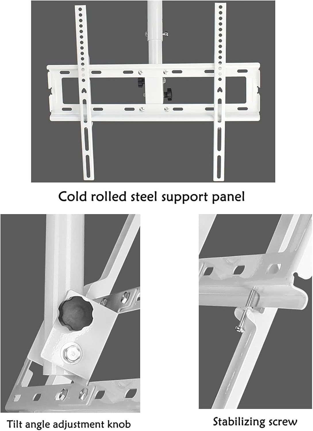 Universal TV Stand tv Wall Mount Full Motion 360° Rotation Ceiling TV Mount, Adjustable Tilt Swivel TV Bracket, Fits 12-32 Inch LCD Flat Sn TVs, White