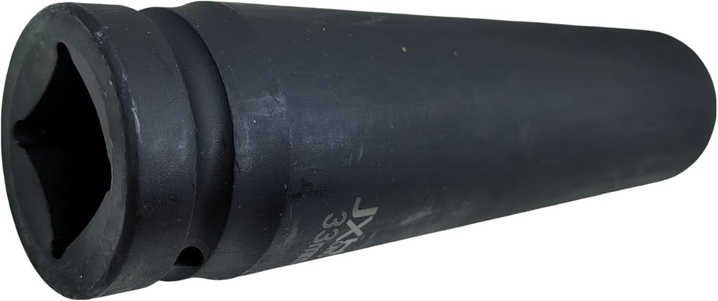 1-Inch Drive 33mm Extra Deep Impact Socket，8-Inch Long，6-Point Metric Truck Wheel Nut Socket, Heat Treated Cr-V Alloy Steel