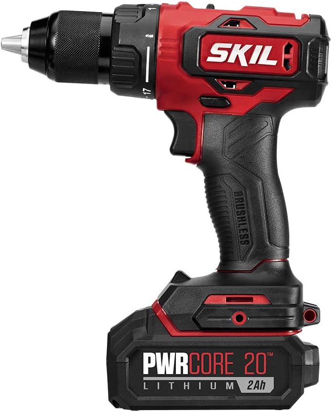 SKIL 2-Tool Combo Kit: PWR CORE 20 Brushless 20V Cordless Drill Driver and Cordless Circular Saw Includes 4.0Ah Lithium Battery and PWRJump Charger - CB743901