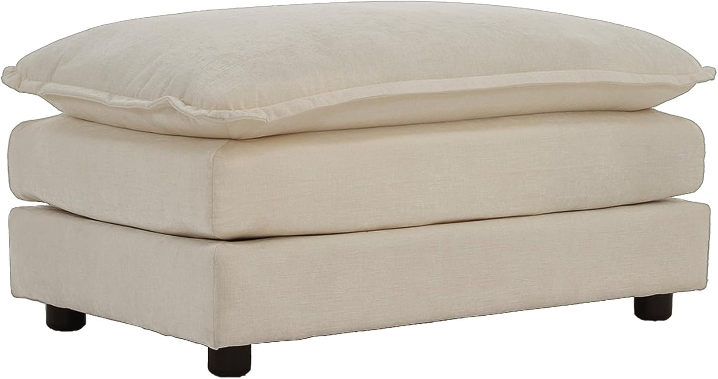 WILLIAMSPACE 41" Single Sofa Chair, Modern Upholstered Armchair with 1 Toss Pillow, Small Cream Couch Chair for Living Room, Deep Seat Reading Sofa for Bedroom Apartment, Chenille Fabric (Cream White)