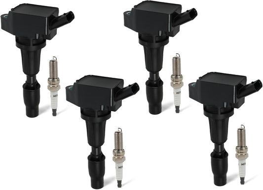 4PCS UF-764 Ignition Coils Pack & Iridium Spark Plugs Compatible with Hyundai Santa Fe 2019-2020 L4 2.4L & Kia Optima 2016-2020 L4 2.4L & Genesis G70 2019-2021 L4 2.0L