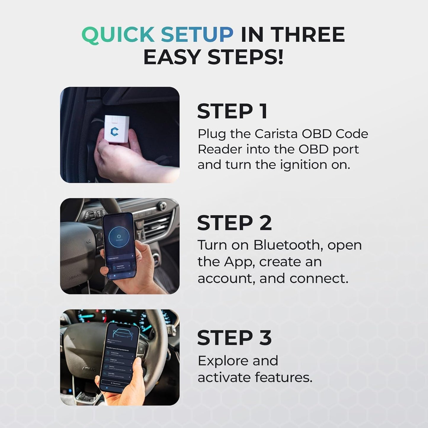 Carista OBD - Bluetooth OBD2 Scanner - Car Scanner Diagnostic Tool and Code Reader with Access to Diagnostics, Customizations, Service Tools, and Live Data - Subscription Required