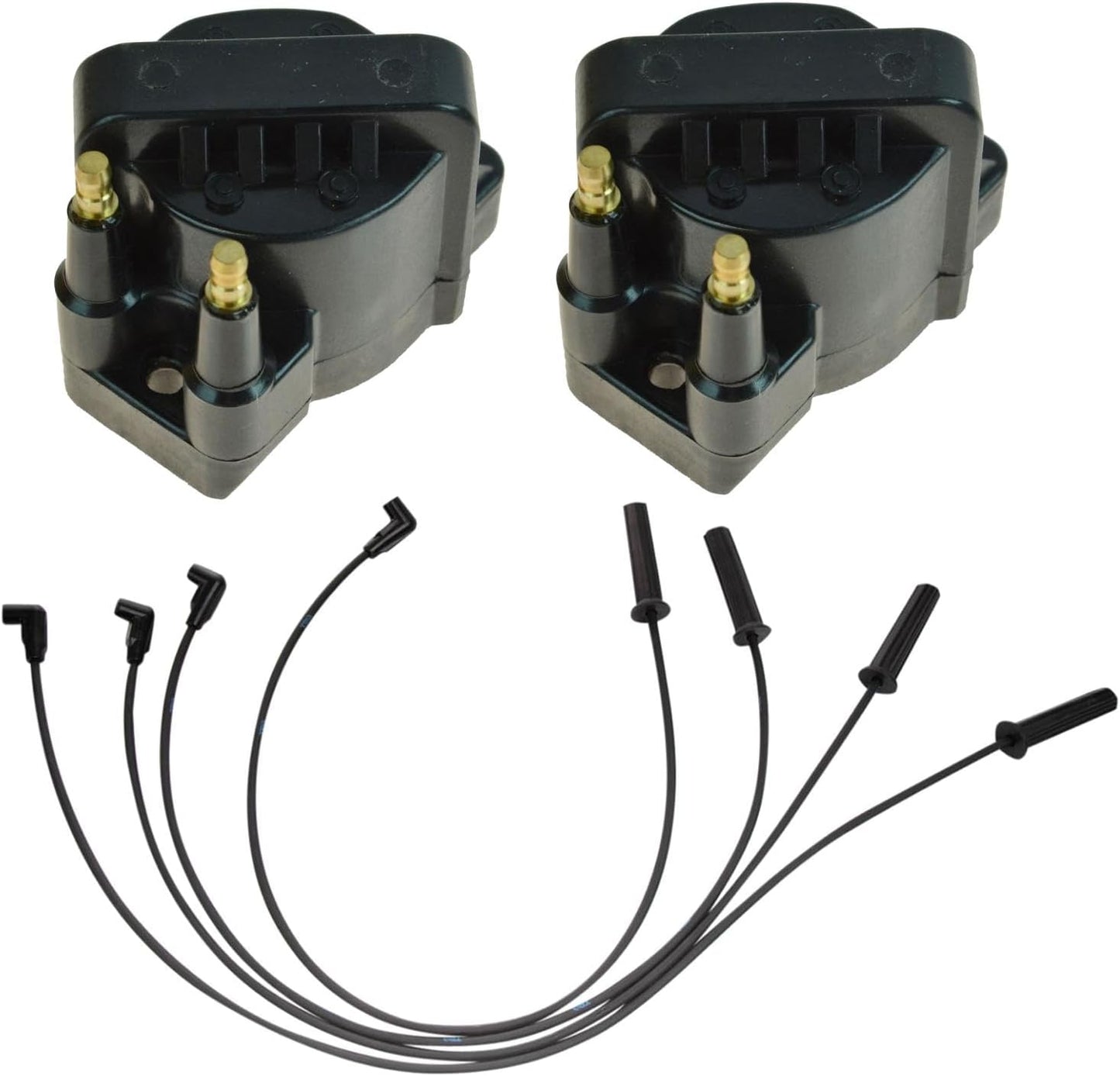TRQ Ignition Kit Ignition Coil Spark Plugs Wire Set Compatible with 1993-1995 Chevrolet Beretta 1994-1995 Cavalier Corsica LLV 1993 Lumina S10 GMC Sonoma 1995 Pontiac Sunfire