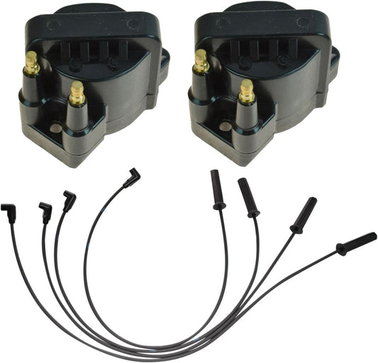 TRQ Ignition Kit Ignition Coil Spark Plugs Wire Set Compatible with 1993-1995 Chevrolet Beretta 1994-1995 Cavalier Corsica LLV 1993 Lumina S10 GMC Sonoma 1995 Pontiac Sunfire