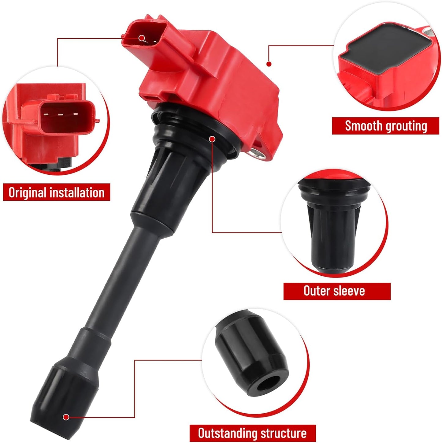 UF549 Ignition Coil Pack & Spark Plug 9029 set of 4 Compatible with 2007-2019 Altima Sentra Rogue Versa Cube NP300 QX70 2011-2017 Infiniti FX50 M56 QX60 Replace 1.6L 1.4L 1.8L 2.5L igc0002