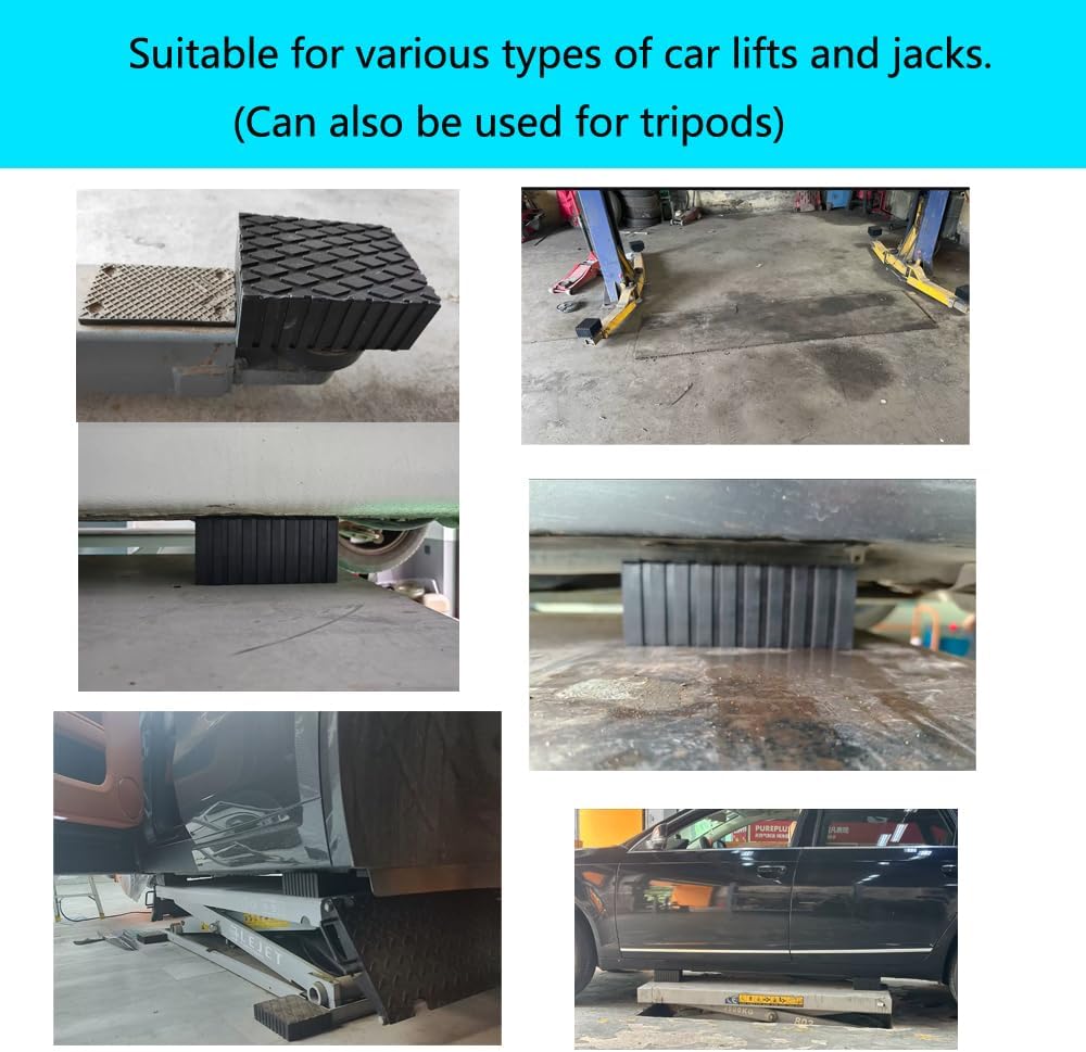 4 Pure Solid Universal Rubber Lift Pads, Used for car Lifts, Jacks, Frames 6-3/8" x 4-3/4" x 2" (160mm x 120mm x 50mm)