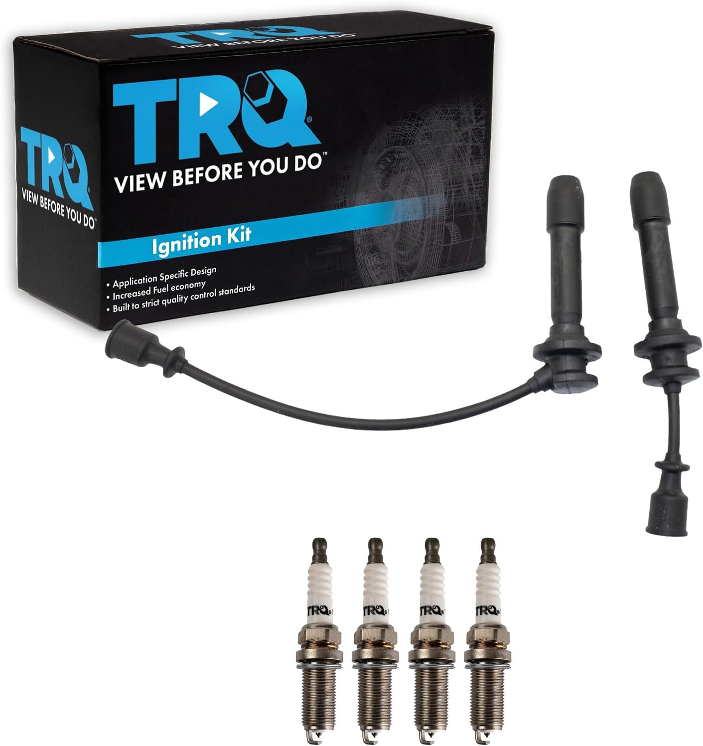 TRQ Ignition Kit Spark Plugs Wire Set Compatible with 2011-2019 Ford Fiesta