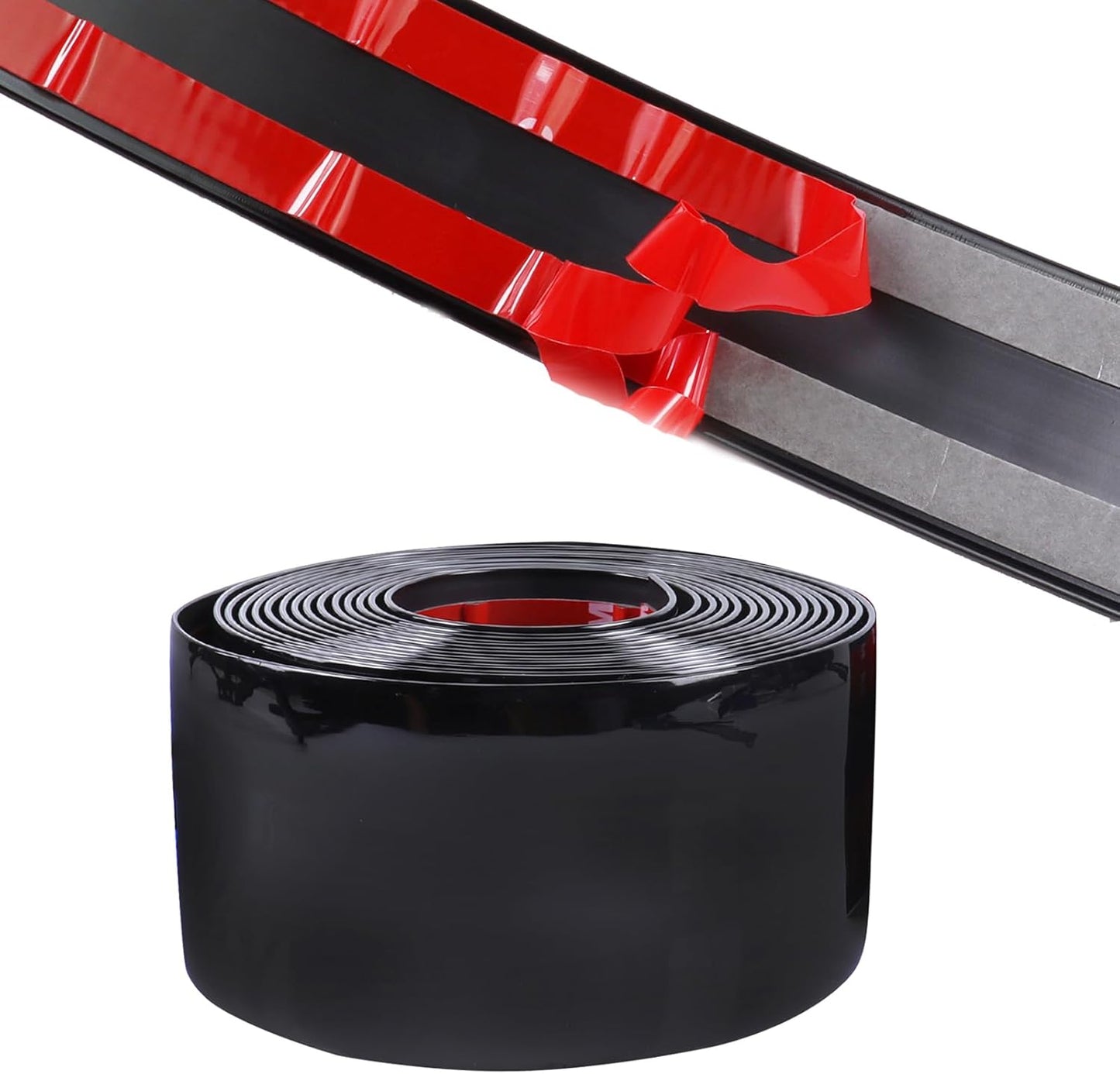16FT Automotive Trim Molding 4"(100mm) Wide Heavy Duty Car Side Moldings UV-Protected Scratch-Proof for All Vehicles Body Door Window Bumper Self Adhesive, Glossy Black