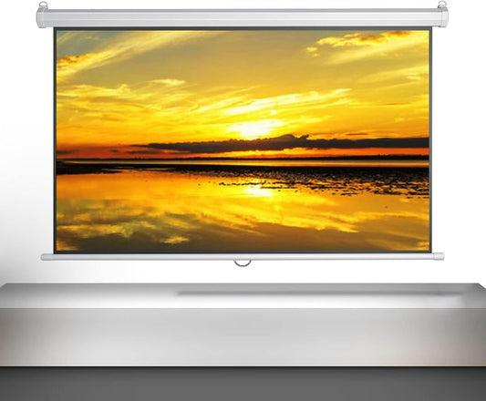 4:3/16:9 HD Manual Pull-Down Retractable Projection Screen with Auto-Locking, Wall-Mounted Projector Screen Portable Projection Screen for Home Theater (60inch 16:9