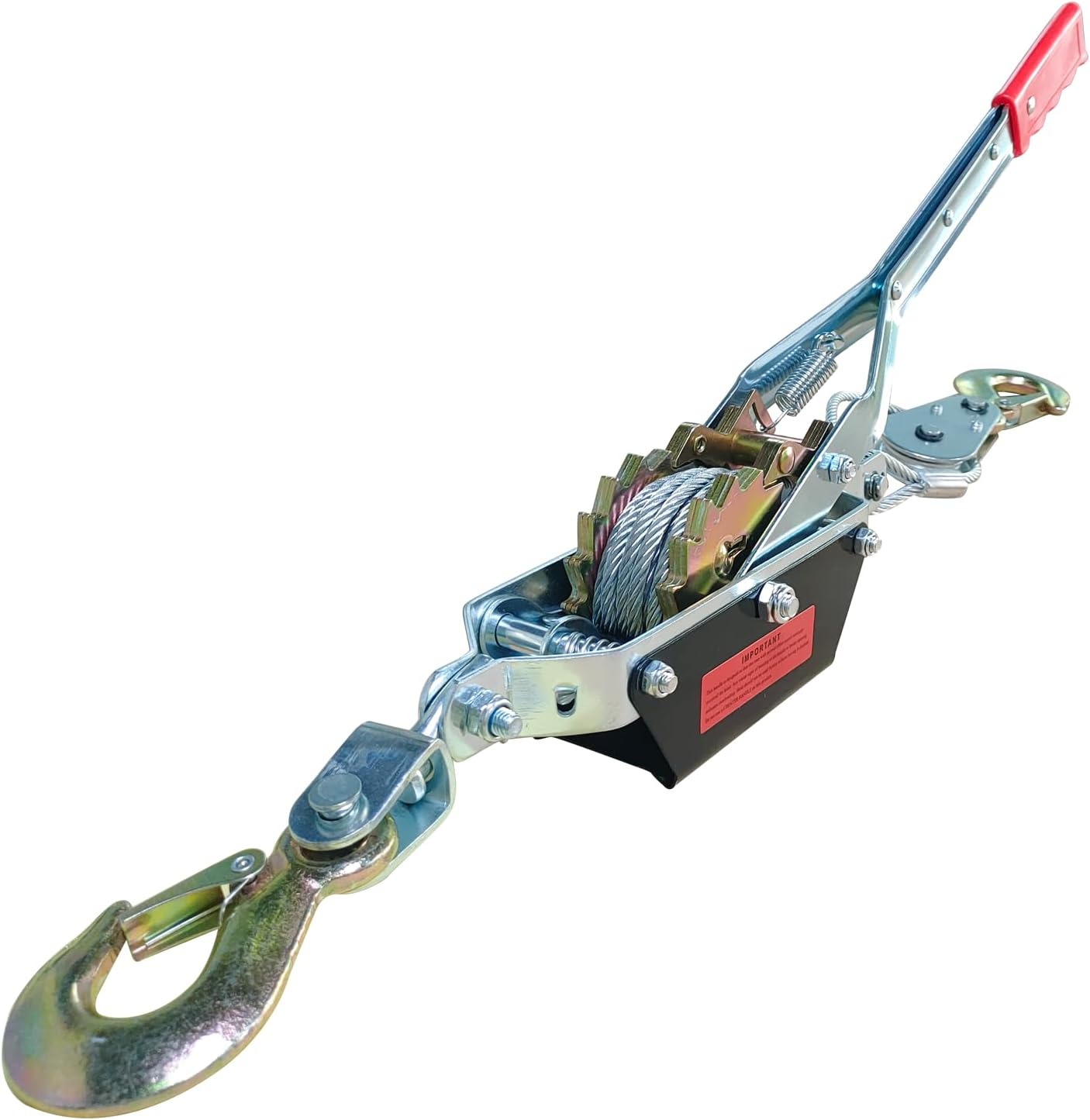 Come Along Winch - 11000 lbs/5T Pulling Capacity,12ft Steel Cable,3 Hooks,Dual Gear Power Puller,Automotive Hoist Cable Puller for Vehicle Rescue,Construction,and Farm