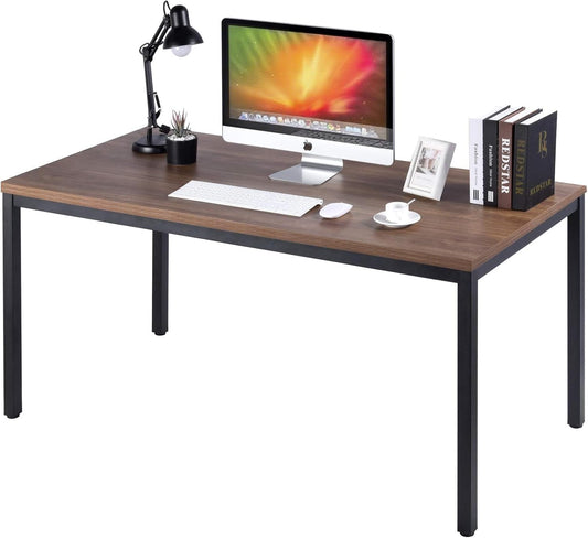 Boardest Computer Table 24x55 Inch DiningTable Computer Desk,Home Office Desk, Gaming Writing Work from Home Study Table, Sturdy Metal Frame, Modern Simple，Walnut and Black(24x55 Inches)