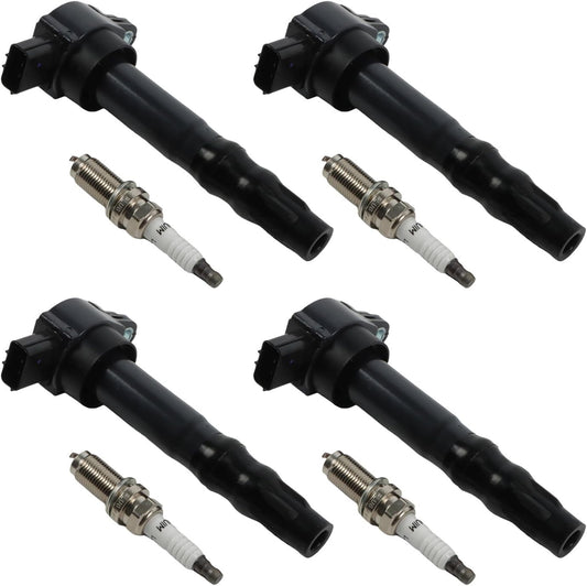 4pcs UF532 Ignition Coil Pack + 4pcs 3656 Iridium Spark Plugs for Eclipse 3.8L 2006-2012 Galant 3.8L 2007-2009 Outlander 2.4L 2004-2006 OE# UF532 MR994643 C702 GN10440 CUF532