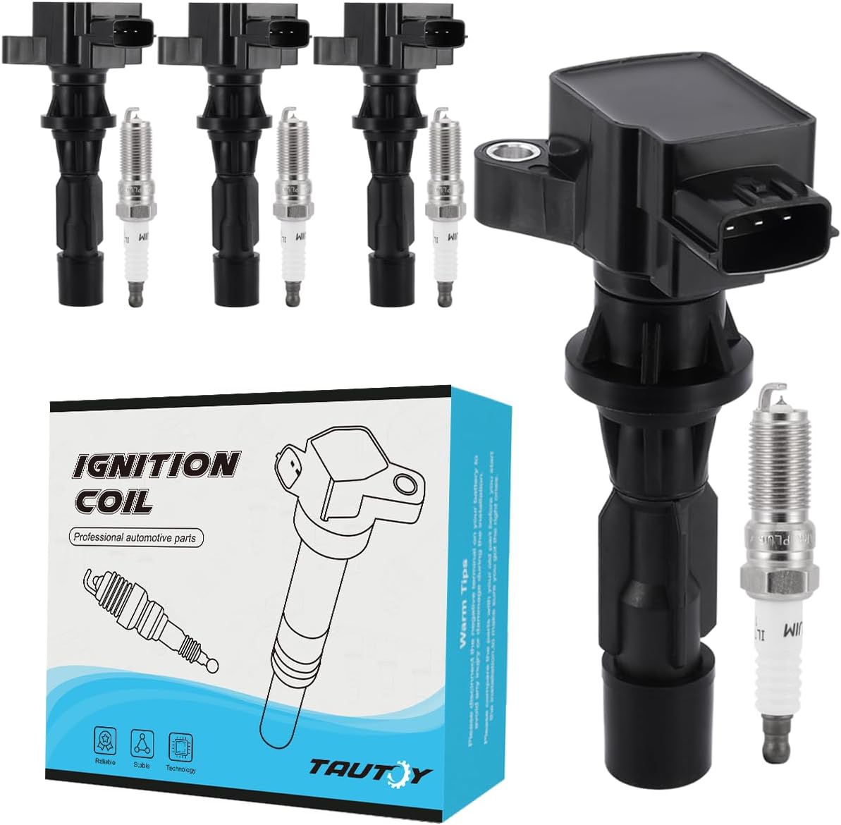 Set of 4 UF540 Ignition Coil Pack & Spark Plugs For Mazda CX-7 2.3L 2.5L 2007-2012,MX-5 Miata 2.0L 2006-2015,3 Sport 2.0L 2.3L 2.5L 2006-2013,6 2.3L 2.5L 2006-2013,5C1740 L3G218100 90083