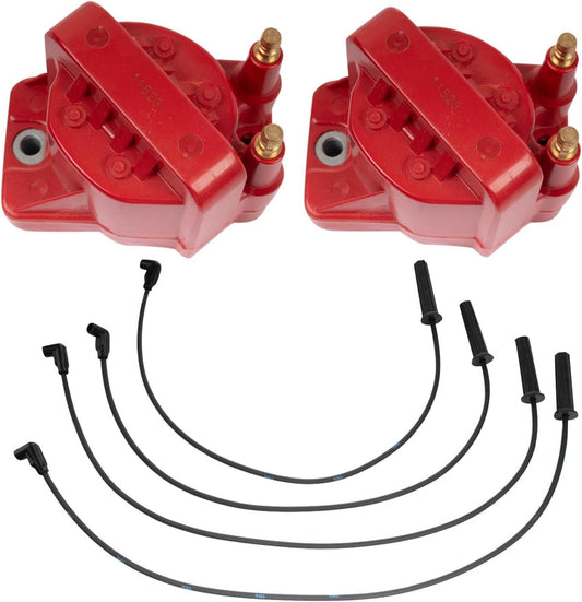 TRQ Ignition Kit Ignition Coil Spark Plugs Wire Set Compatible with 1996-1997 Chevrolet S10 GMC Sonoma Isuzu Hombre