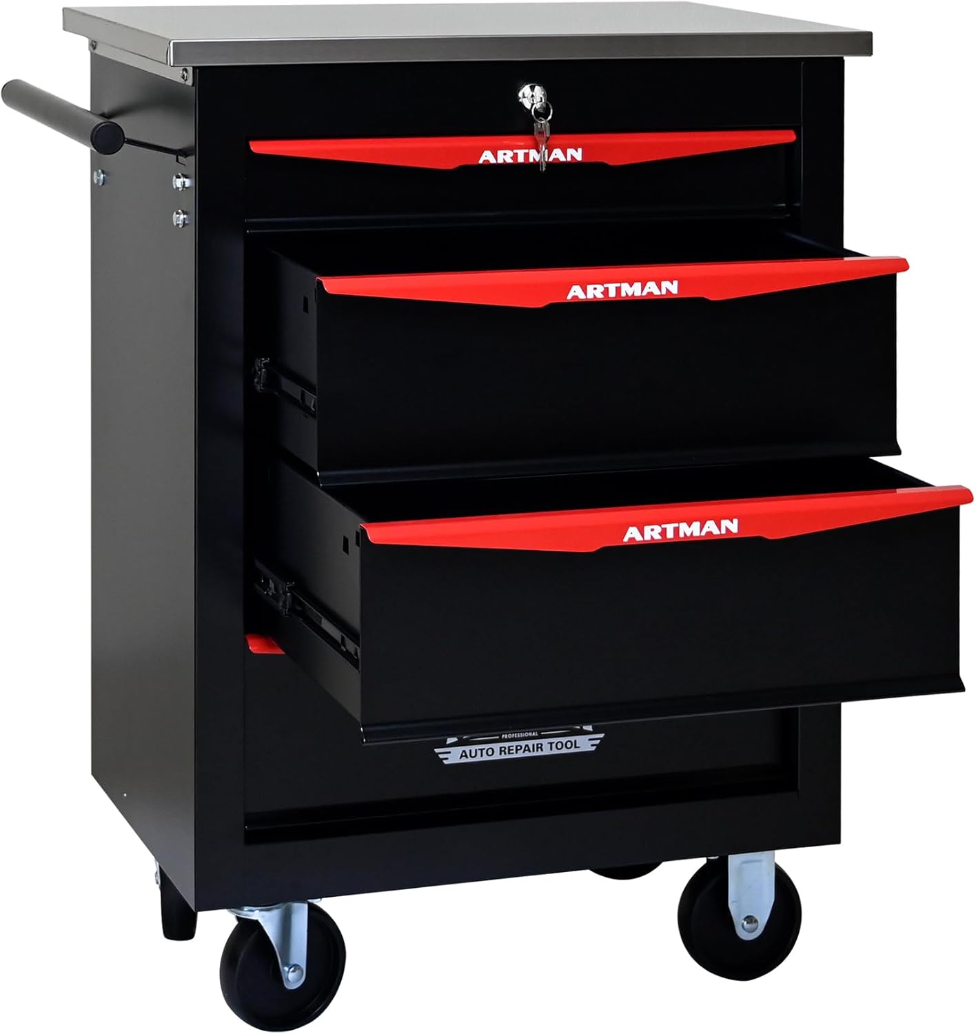 7-Drawer Heavy-Duty Rolling Steel Tool Cart with Handle&Wheels, Metal Storage Organizer Cabinet, Tool Chest for Efficient Tool Storage in Garage, Warehouse, Workshop, Repair Shop, Blue