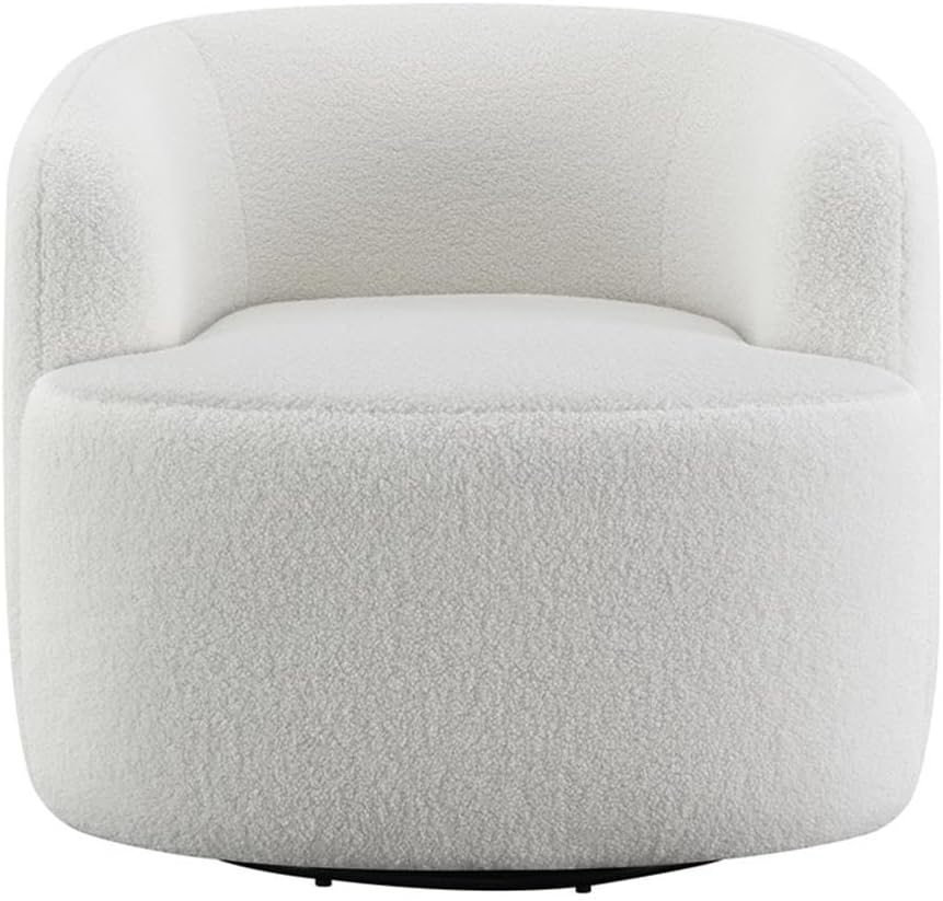 Coaster Home Furnishings - Hudson - Wood - Upholstered Swivel Accent Chair with Barrel-Like Design and Hidden Swivel Mechanism - Living Room - Ivory - 905726