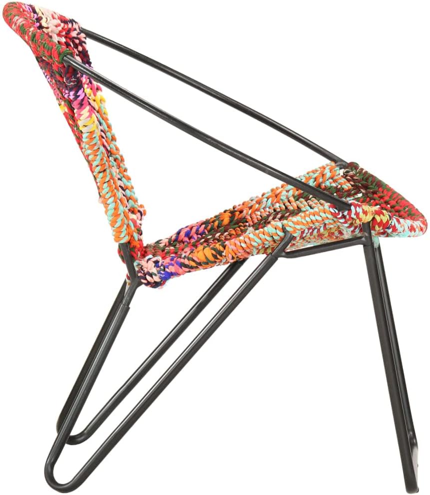 Circle Chair,Reading Chair,Room Chair,Living Room Chair,Accent Chair,Ring-Shaped Design,for Living Room, Bedroom, Office, Dorm, Multicolors Chindi Fabric