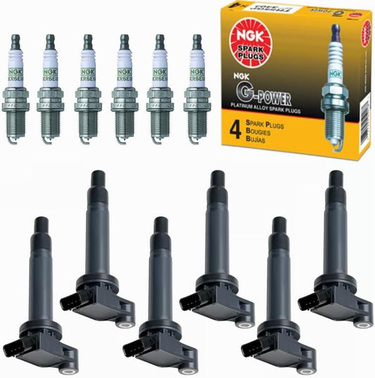 UF267 Ignition Coil Pack & NGK Spark Plug Replacement For Toyota Highlander Camry Sienna Avalon Lexus ES330 GS300 ES300 RX300 RX400H 3.0L 3.3L V6 2001 2002 2003 2004 2005 2006 2007 2008