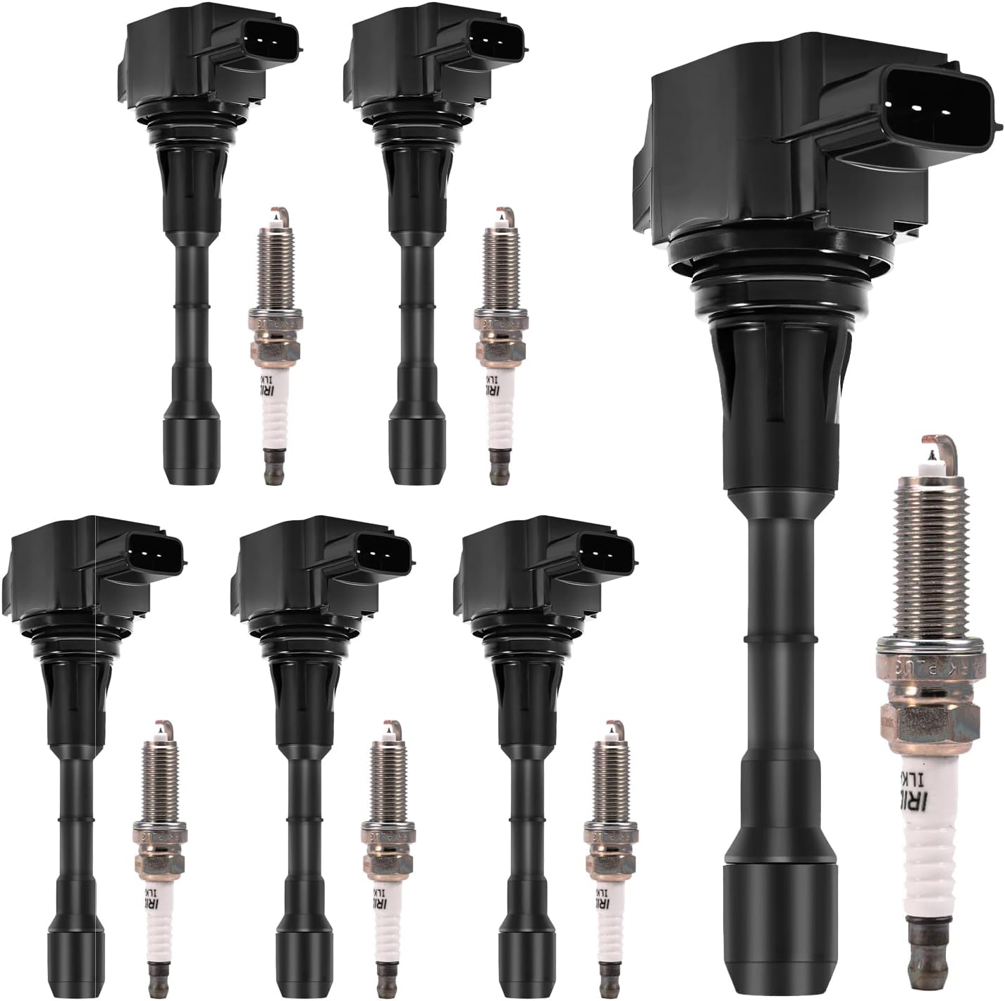 Yikesai Ignition Coil Pack and Spark Plug Compatible with 3.5L V6-2007-2020 Nissan Maxima, Murano, Altima, Pathfinder, Quest, Infiniti Q50, QX60, FX35 - Replaces UF550, Set of 6