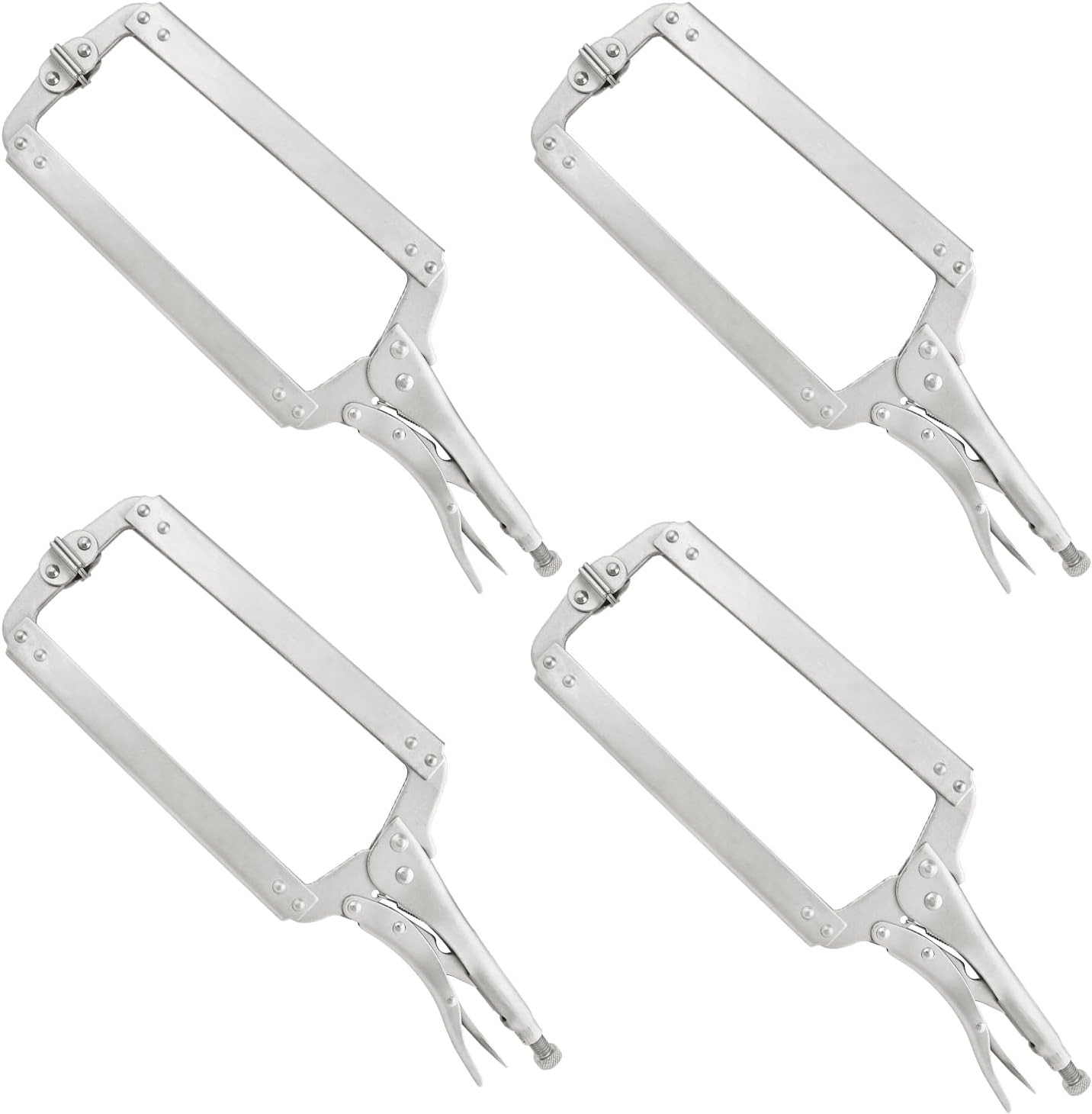 4 Pack 18 Inch C Clamp Locking Pliers,Locking C Clamp, Adjustable Nickel Plated C Pliers For Wood Working, Welding, Electrician Maintenance and more, by GENHAKON
