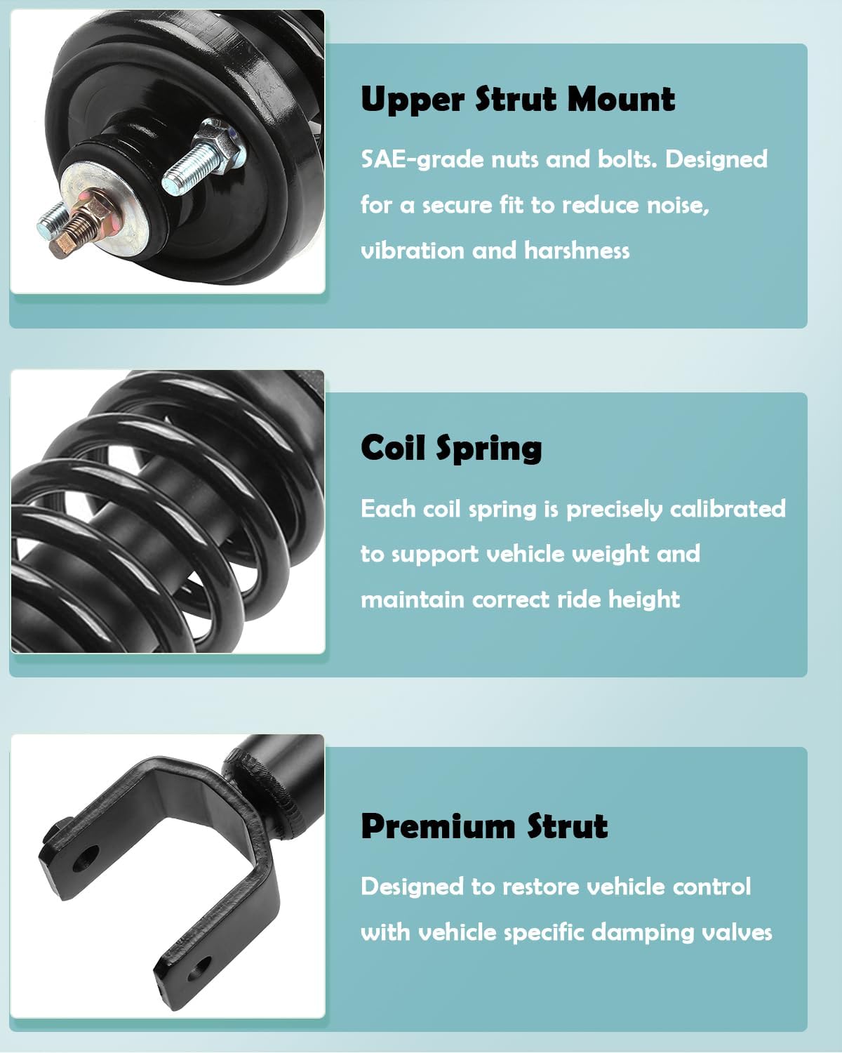 SCITOO Rear Shock Absorber Assembly Fit for 1992-1995 for Honda Civic, Complete Shock and Strut Assembly Kit Fit for 171266 2PCS