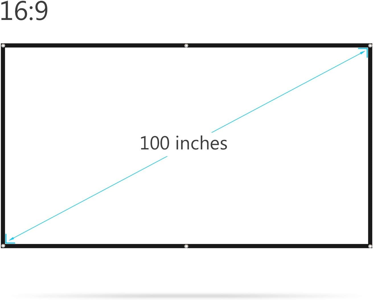 100" Projector Screen Widescreen 16:9 Portable Projection Screen Anti-Crease Foldable Projector Movies Screen for Home Office