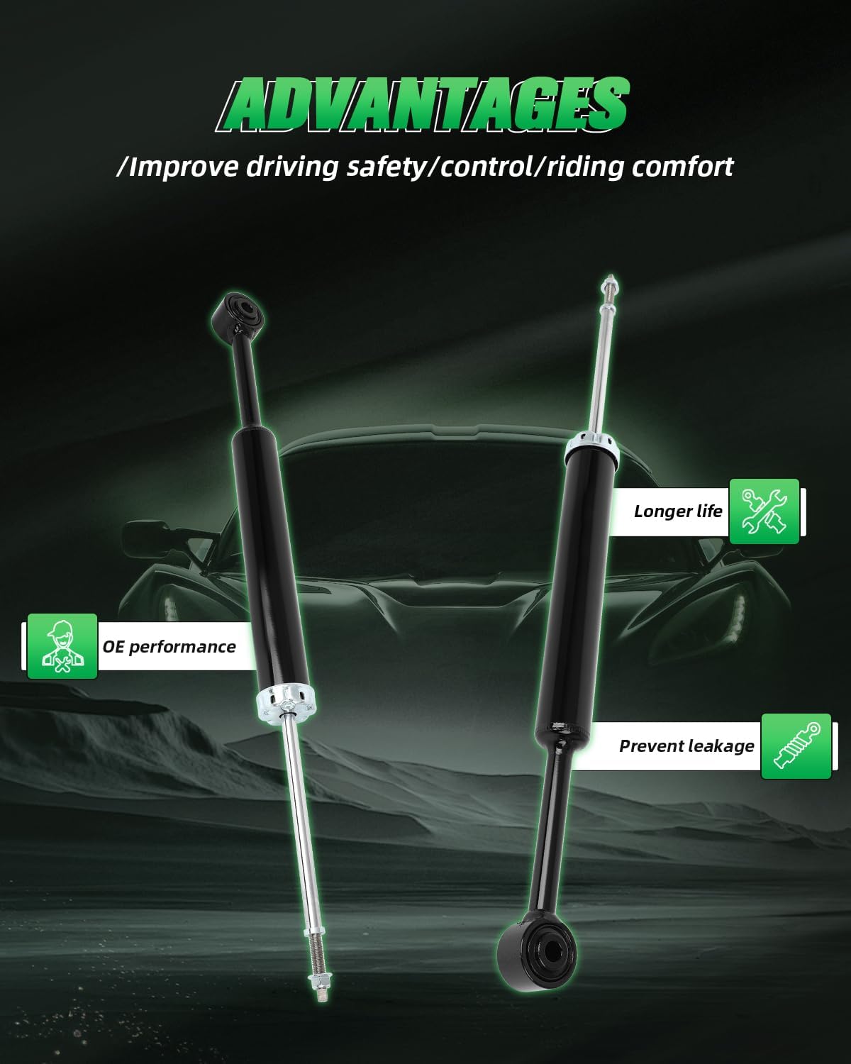 SCITOO - Rear Shock Absorbers for Jeep Fits 2014 2015 2016 2017 2018 for Jeep Cherokee Shocks 37358 Shocks Struts - 2Pc Set