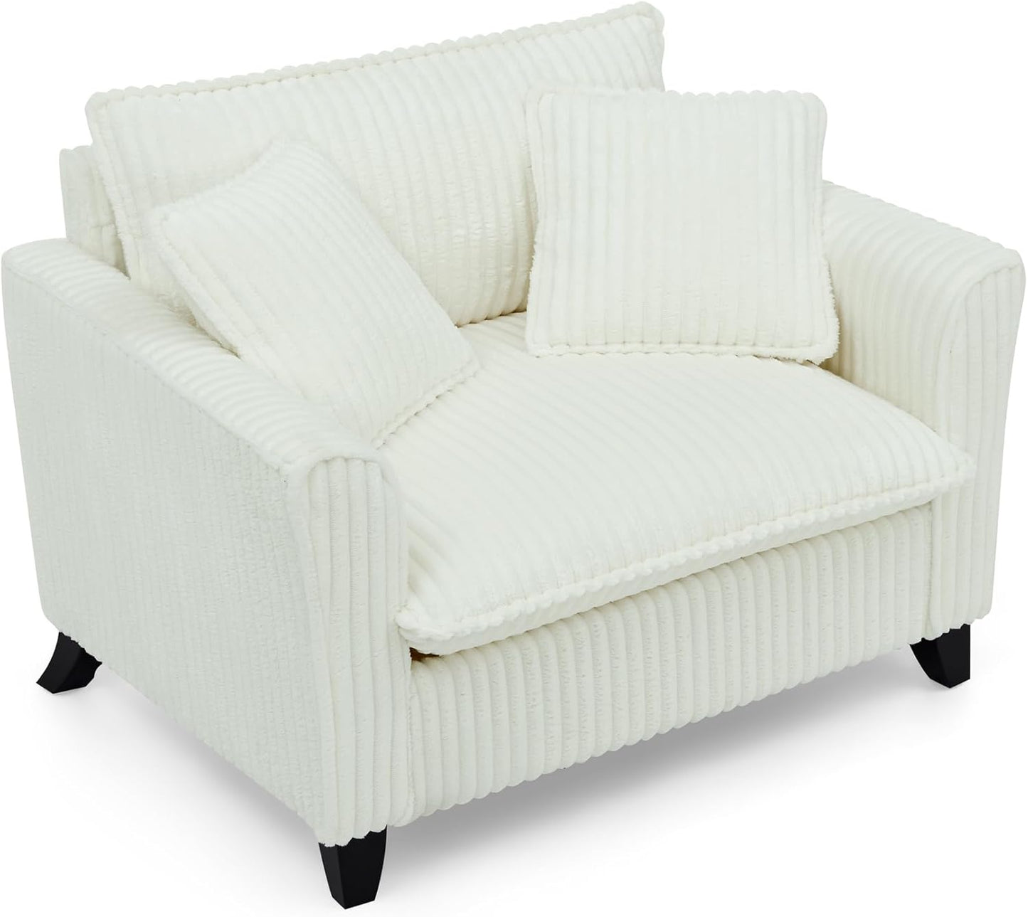 Comfortable Lazy Sofa Chair - Oversized Accent Chair with Ottoman, Beige Living Room Accent Chair for Bedroom, Pottery barn Inspired Design