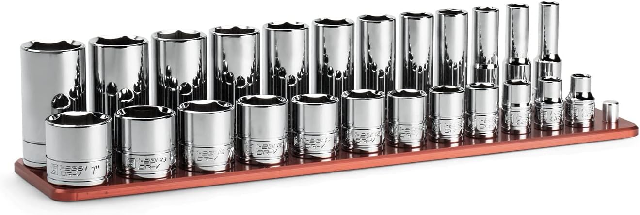 Capri Tools 3/8 in. Drive Shallow and Deep Chrome Socket Set, 6-Point, 8 to 22 mm, 30-Piece
