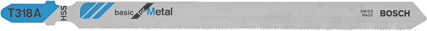 Bosch T318A100 100-Piece 5-1/4 In. 24 TPI Basic for Metal T-Shank Jig Saw Blades