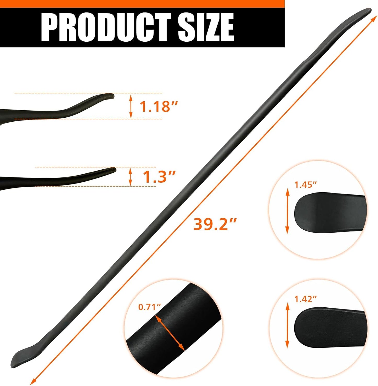 2Pcs Tire Mount and Demount Iron,Tire Bars for Semi Tires,Tire Changing Removal Tool for Tubeless Tires,Tire Spoons for Garage, Farm,Workshop,39 in X 4/5 in, Black