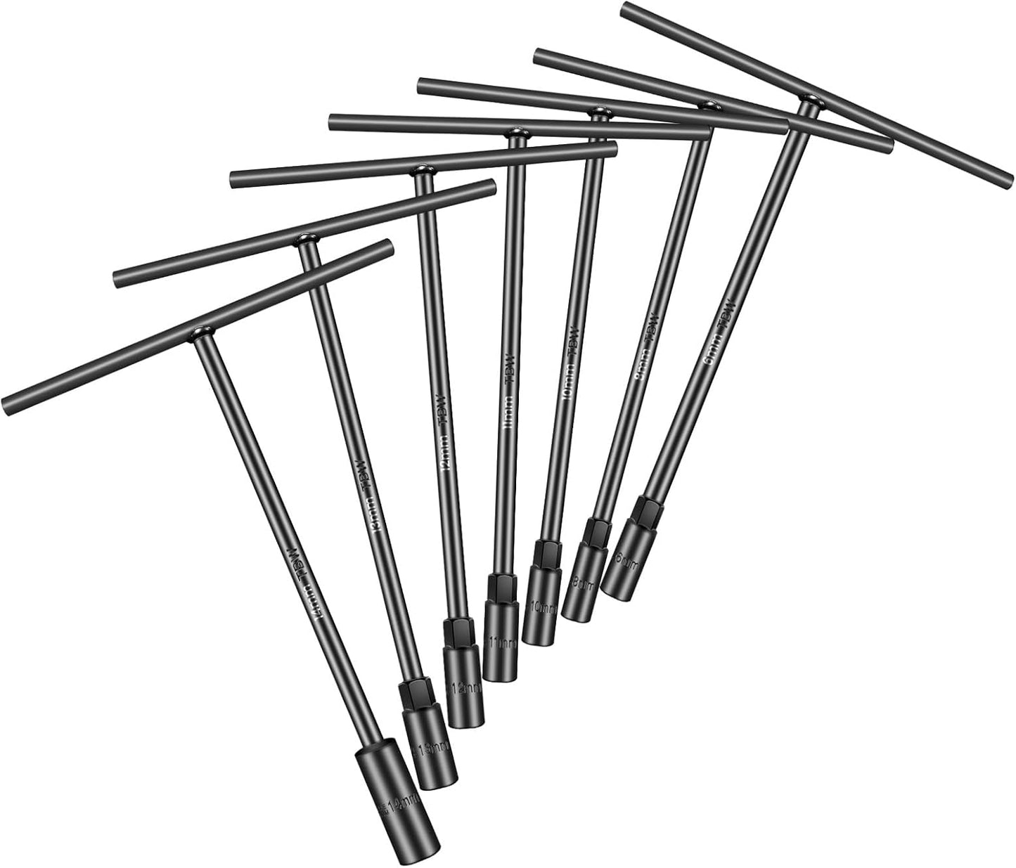 T-Handle Socket Wrench Set, 11PCS Metric Handle Wrenches - 6, 7, 8, 9, 10, 11, 12, 13, 15, 17, 19mm, 6-Point Hex Socket Lug Wrench for Motorcycle Car Bicycle Repair, Chrome Vanadium Steel
