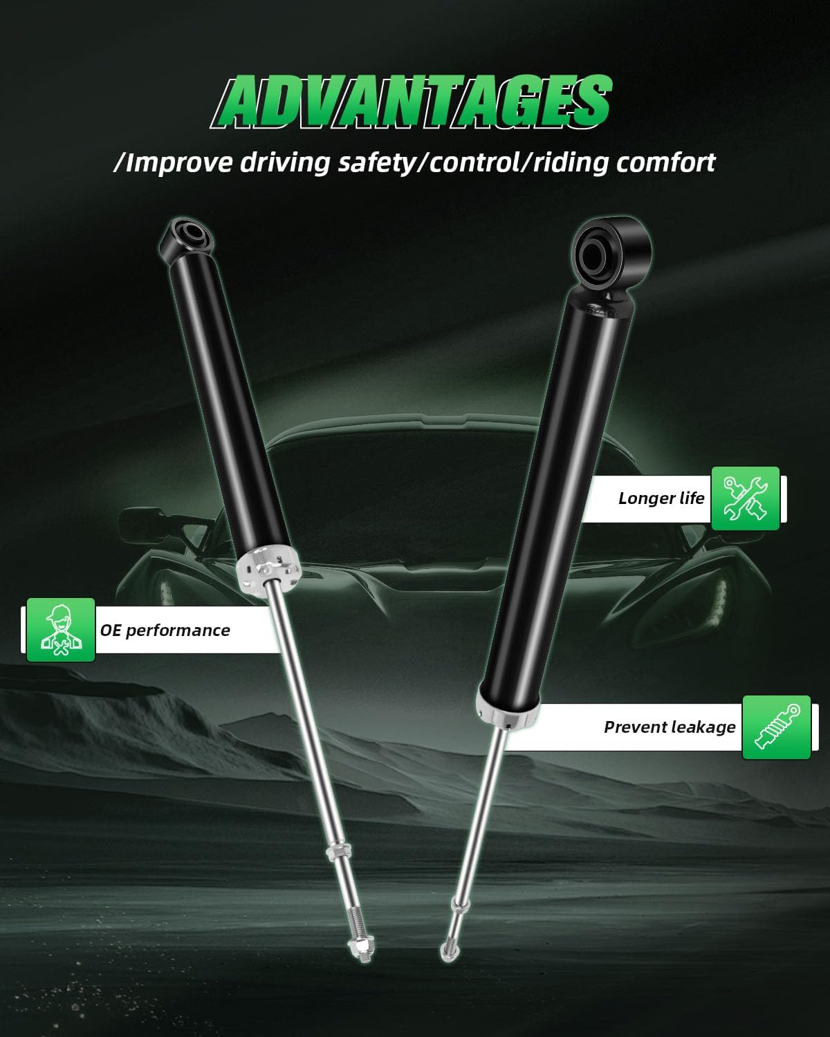 SCITOO Shocks,Rear Shock Absorber for Hyundai fits 2001 2002 2003 2004 2005 2006 for Hyundai Santa Fe 344314 Auto Shocks Gas Struts(Set of 2 Rear) Auto Shocks Struts