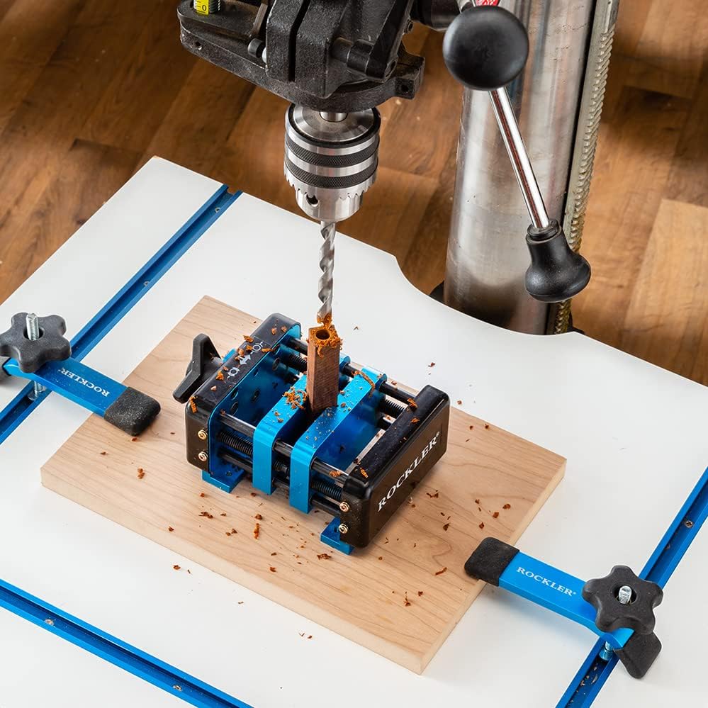 Rockler Self Centering Drill Vise w/Hex Key - Perfect Centering Tool for Pen Drilling Vise Holds Work Centered & Plumb – Portable Rockler Drill Guide - Steel, Aluminum Drill Press Vise