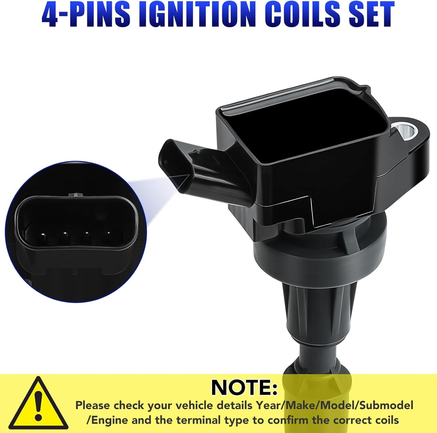 Set of 4 Ignition Coil Pack & Spark Plugs Fits for 1.6L 2015 2016 2017 2018 2019 2020 Hyundai Elantra Sonata Tucson Veloster Kona Kia Optima Forte Soul 1.6T Replaces# UF817 97080