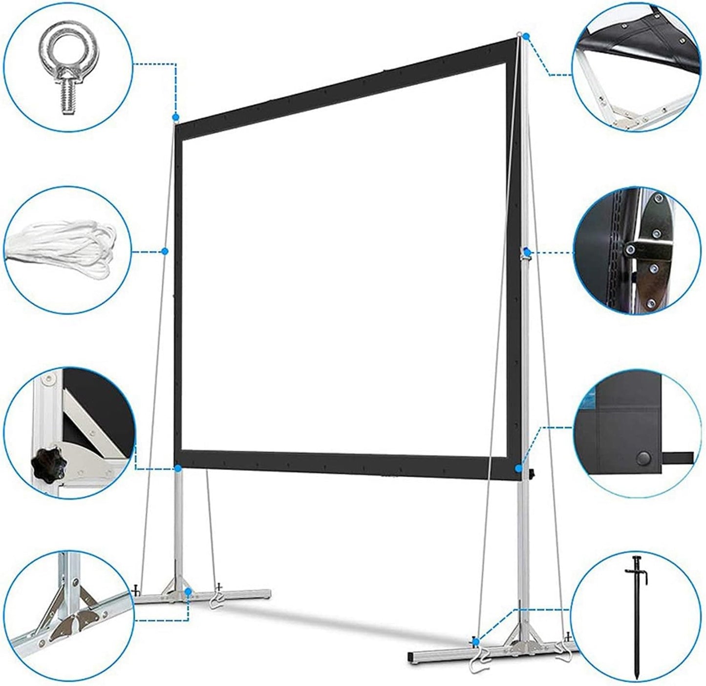 16:9 Projector Screen and Stand, Portable Projector Screen 4K 3D Rear Front Projection Screen with Carry Bag for Outdoor Indoor Home Theater(120in)