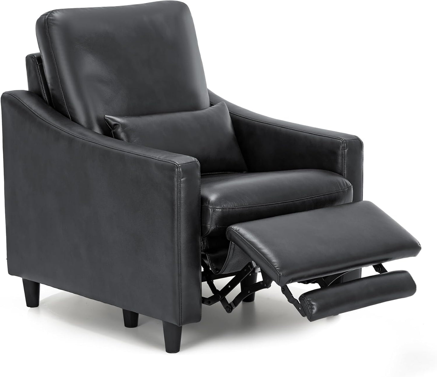 COLAMY Pushback Electric Recliner Chair, Premium Leather Upholstery with Adjustable Angles, Extra Lumbar Pillow, Built-in Charging Port, Business-Casual Style for Living Room,Grey