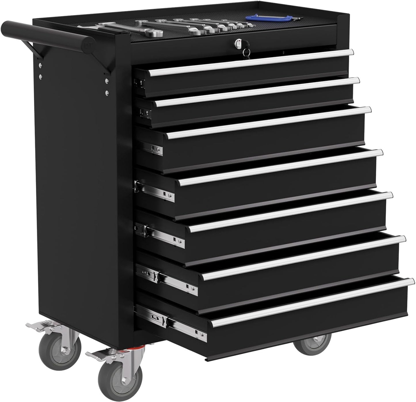 7-Drawer Rolling Tool Chest with Wheels, High Capacity Tool Box with Drawers, Metal Tool Storage Cabinet with Interlock System for Garage, Warehouse and Repair Shopp, Blue