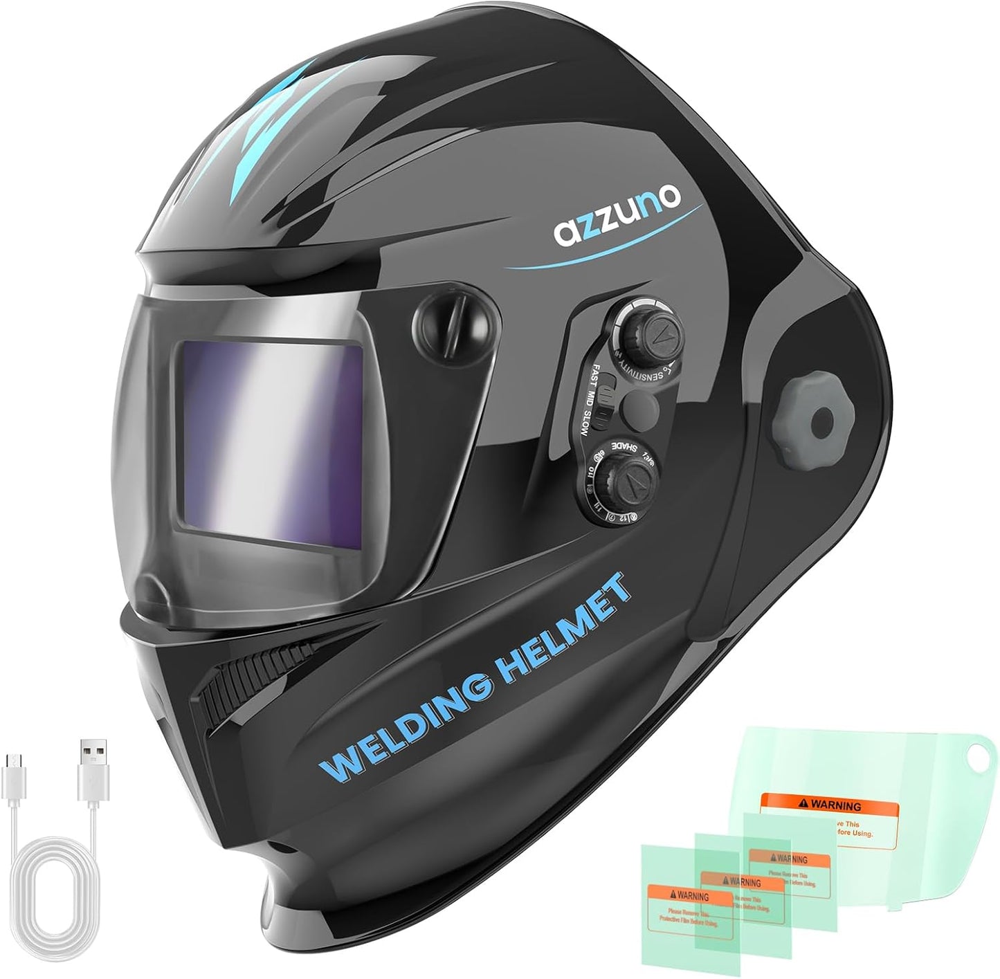 AZZUNO Welding Helmet Auto Darkening, True Color Large Viewing 3.94"×3.82", Solar Powered Welding Hood Mask with Wide Shade 4/5-9/9-13 for TIG/MIG/Stick Weld/Cut/Grind