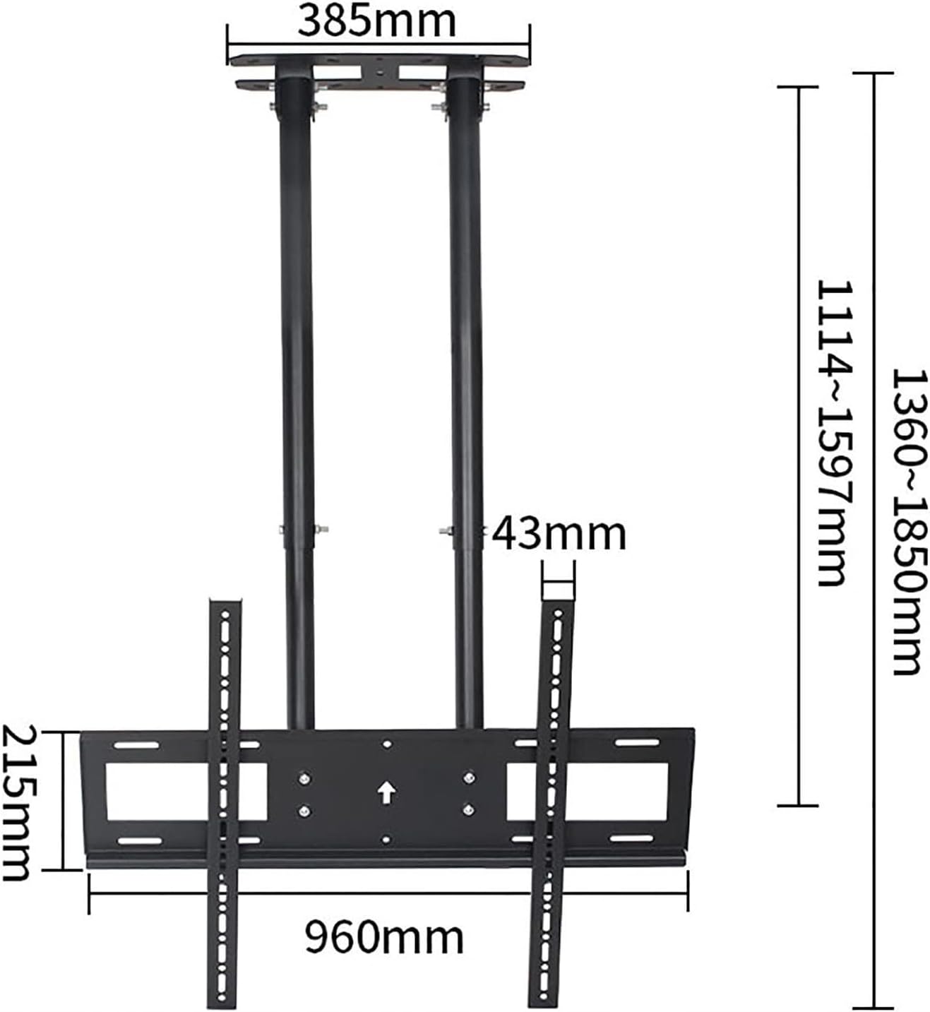 Ceiling TV Mount Stand - Ceiling TV Lift - Adjustable Height Double Pole Single Sn TV Mount,Tilt Ceiling TV Mount Bracket,Fits 60-100 Inch Low Profile TVs,One Color,1,1.6m