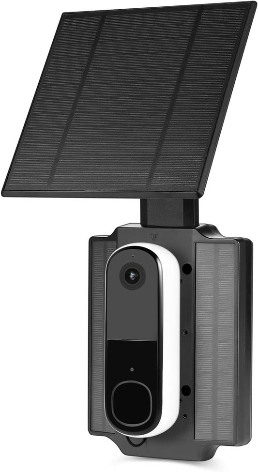Wasserstein Universal Solar Charger with Built-in Battery Compatible with Arlo Video Battery Doorbell 2K (2nd Gen), WYZE Wireless Duo Cam & eufy E340/C30/C31 Doorbell (2.5W)
