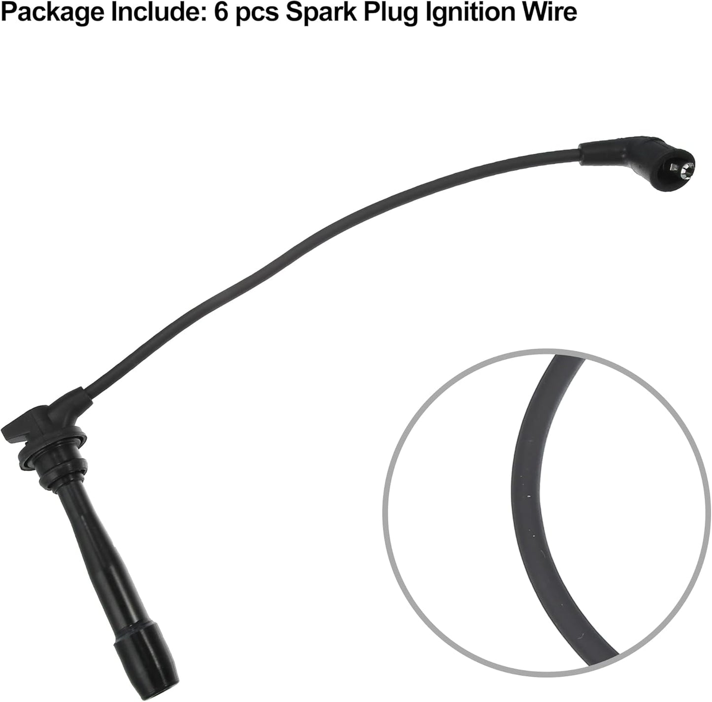 X AUTOHAUX 6pcs Spark Plug Ignition Wire for Hyundai Sonata GLS 2.5L V6 - Gas 1999-2001 for Hyundai Sonata GLS LX 2.7L V6 - Gas 2002 2003 Black