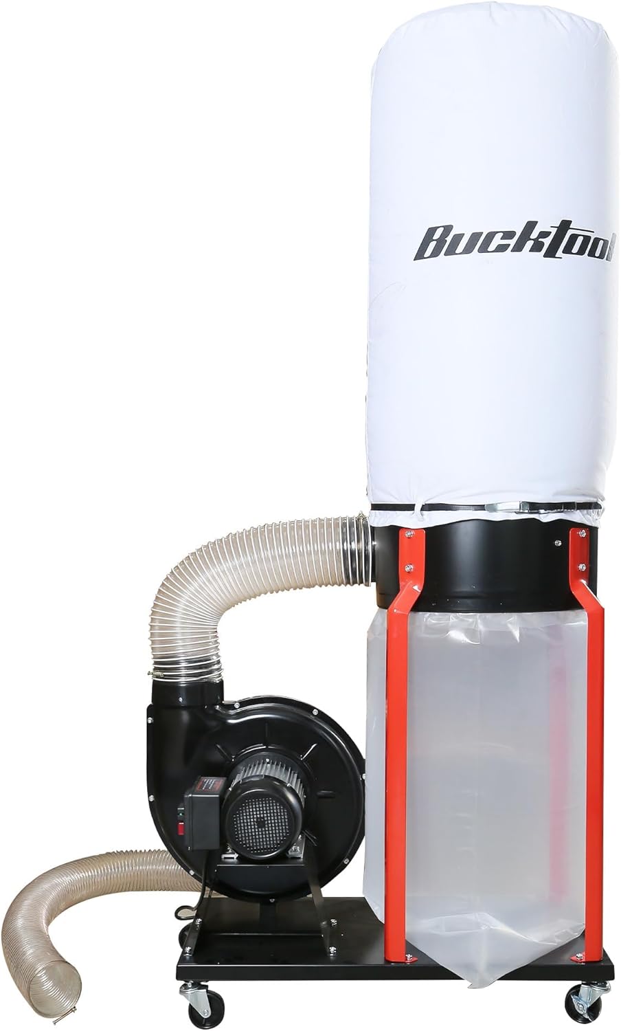 BUCKTOOL 1.2 HP Auto Start 750CFM Dust Collector with 3 Dust Collection Bag, 5.4 Cubic Bag Capacity and 5 PCS Reducer for Woodworking