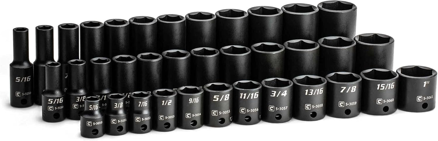 Capri Tools 3/8-Inch Drive Shallow and Deep Impact Socket Set, Metric, 8 to 22 mm, Premium Chrome Molybdenum Steel, 30-Piece