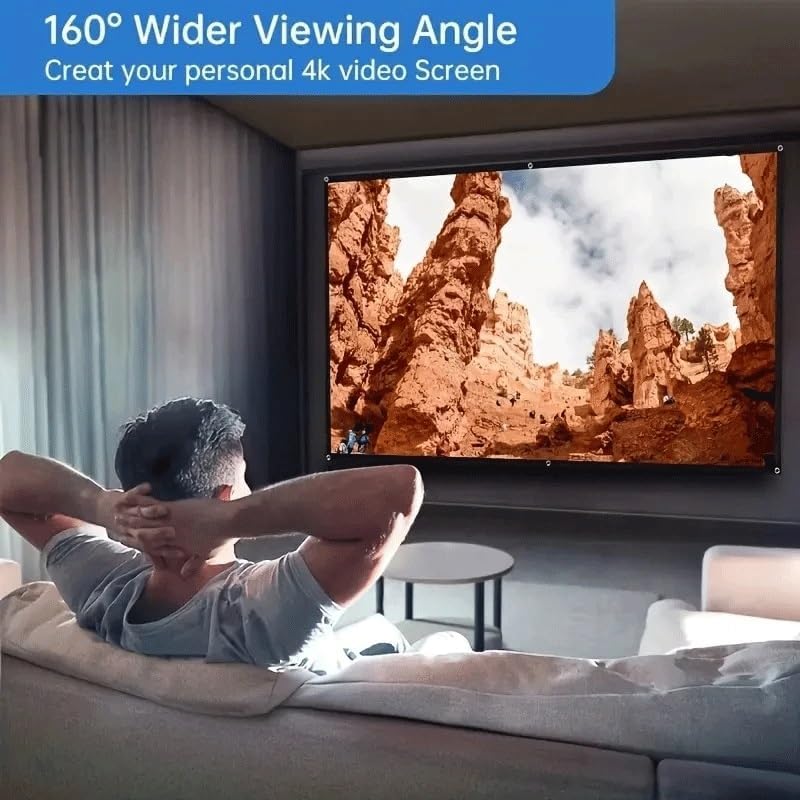 ZHCHAO Polyester Material Projection 3D Soft Screen Washable and Foldable Easy to Fold without Punching Hooks(120 inch)